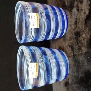 Pair of Murano swirl hand-blown glasses